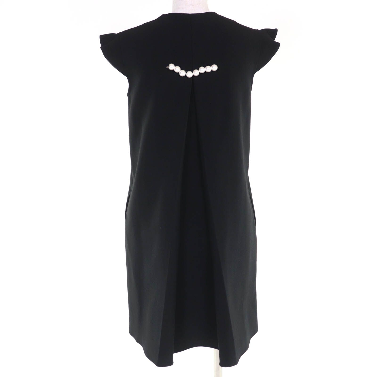 【極美品】YOKOCHAN フェイクパールワンピース 36 黒 極美品☆YOKO CHAN ヨーコチャン YCD-320-695 フェイクパール付