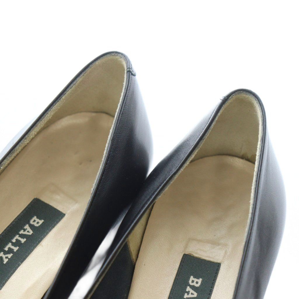 バリー BALLY パンプス レザー 本革 7.5M 25.5cm 黒 ブラック リボン