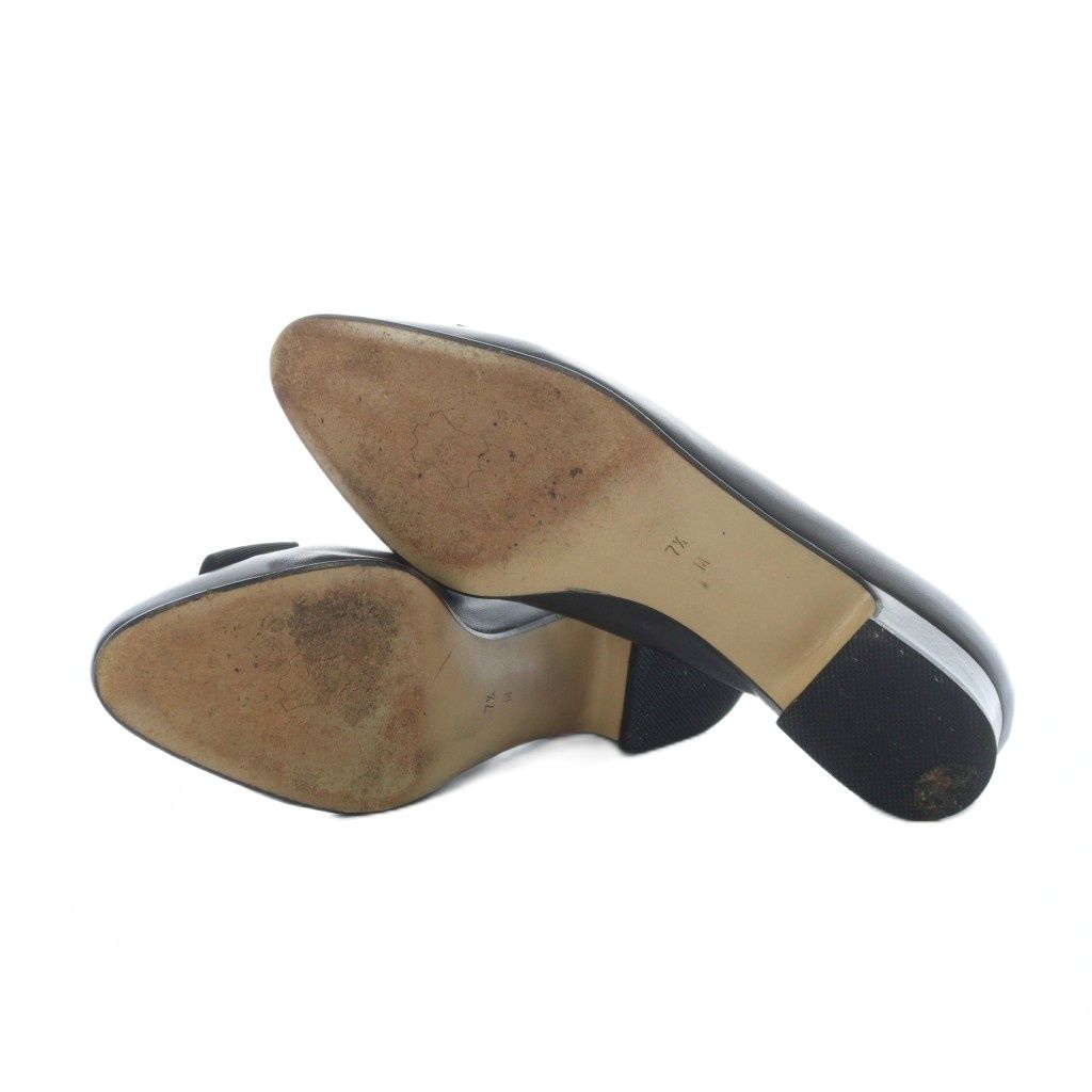 バリー BALLY パンプス レザー 本革 7.5M 25.5cm 黒 ブラック リボン