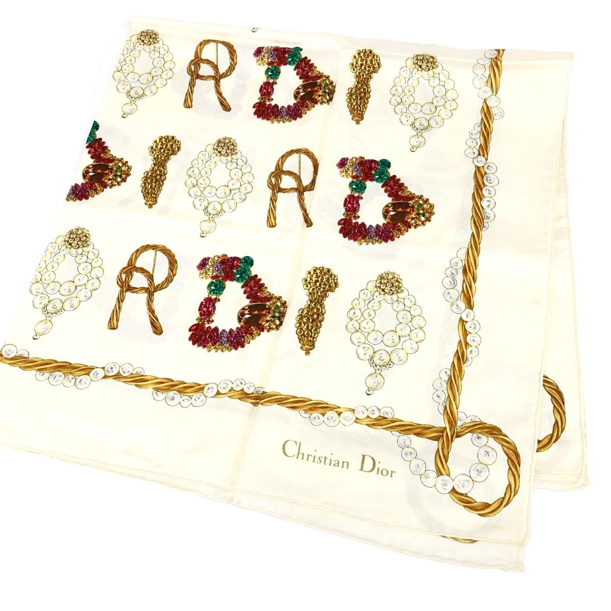 Christian Dior クリスチャンディオール スカーフ ビジューロゴ柄