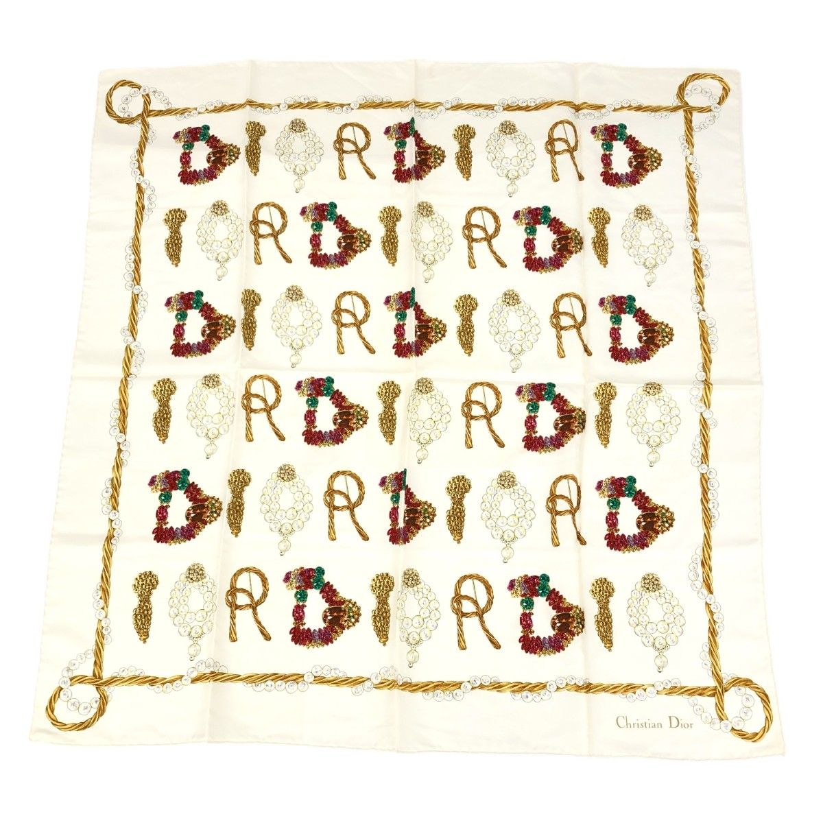Christian Dior クリスチャンディオール スカーフ ビジューロゴ柄