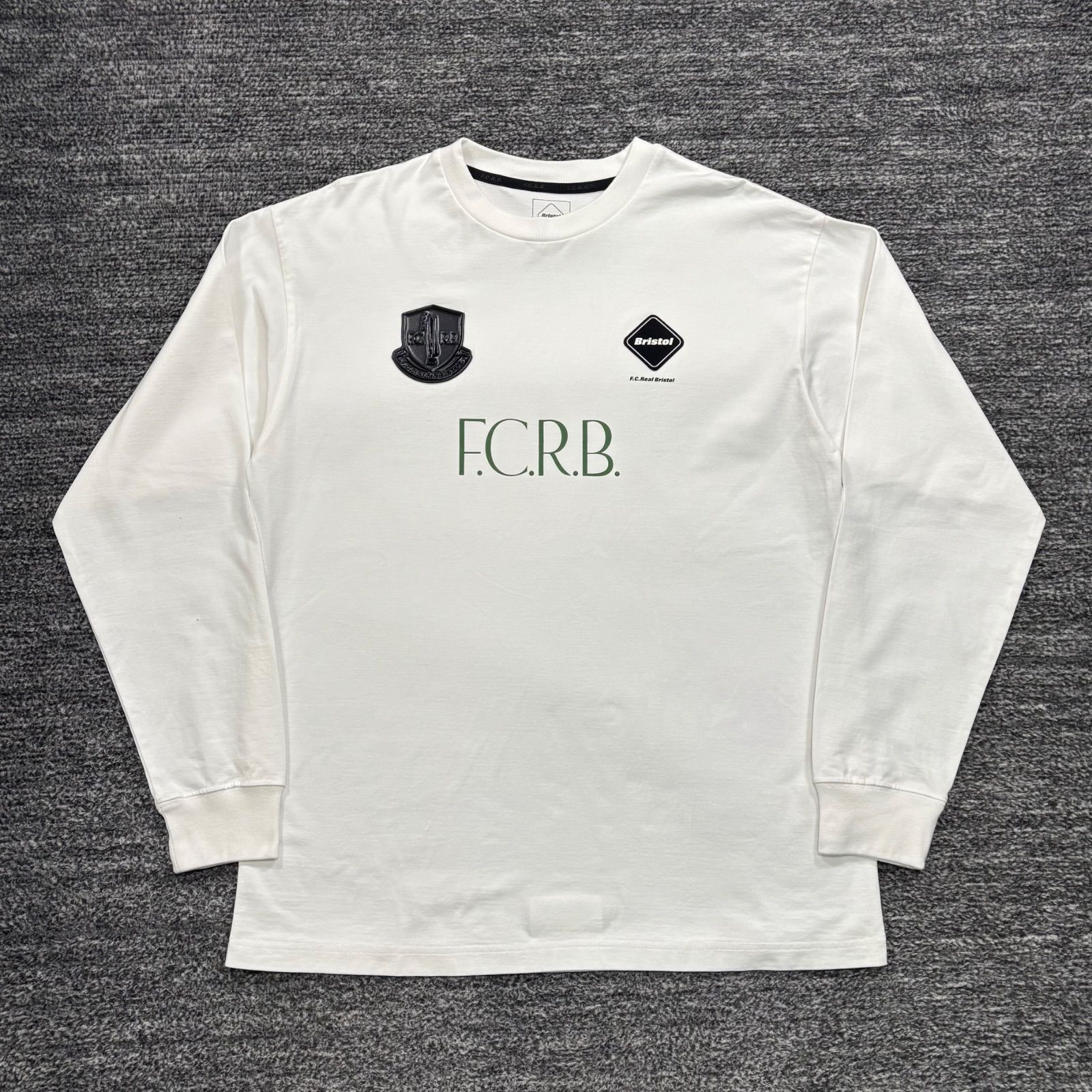 極美品 F.C.Real.Bristol FCRB-252099 LETTERED L/S TEE WHITE XL FCRB