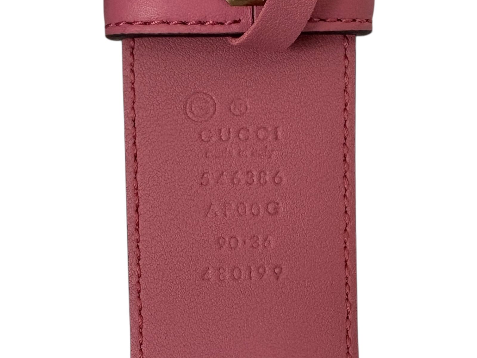 GUCCI (グッチ) GGバックル レザーベルト 全長102cm 546386 ピンク