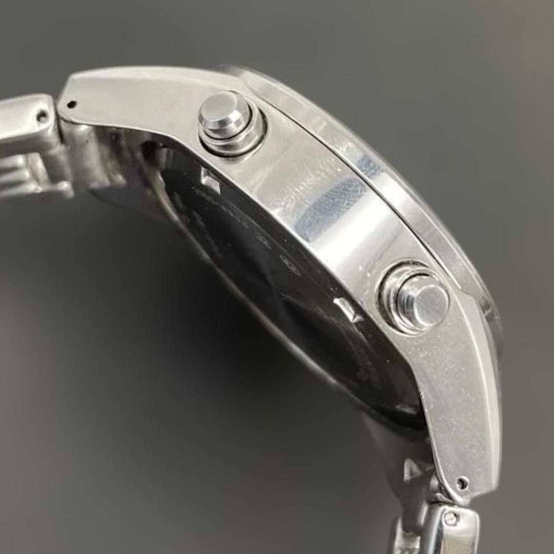 動作OK】SEIKO SUS 1/100クロノグラフ 7T52-6B00 青ブルー文字盤 QZ