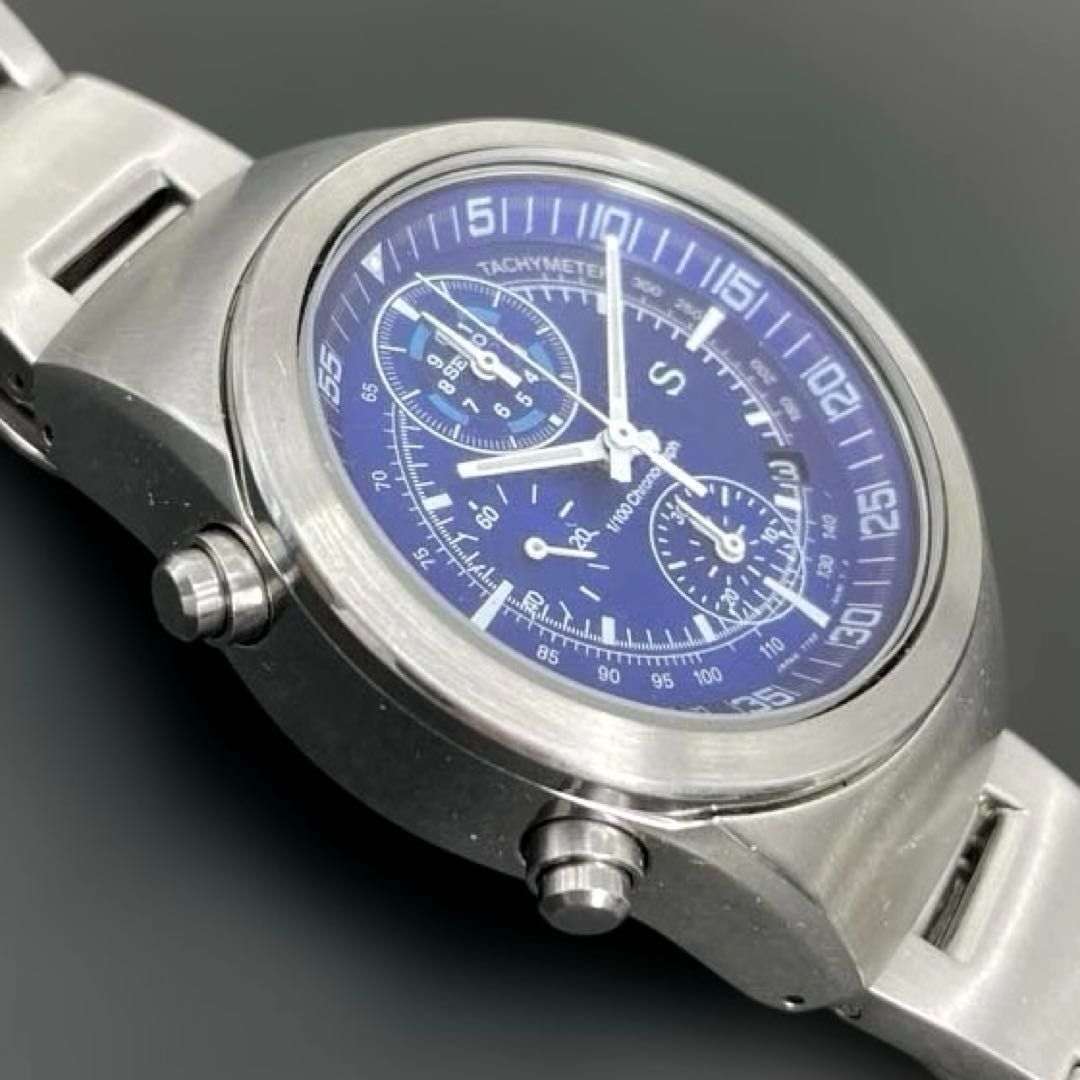 腕時計 SEIKO SUS セイコー サス 7T52 1/100クロノグラフ 動作OK】SEIKO SUS 1/100クロノグラフ 7T52-6B00 青ブルー文字盤 QZ