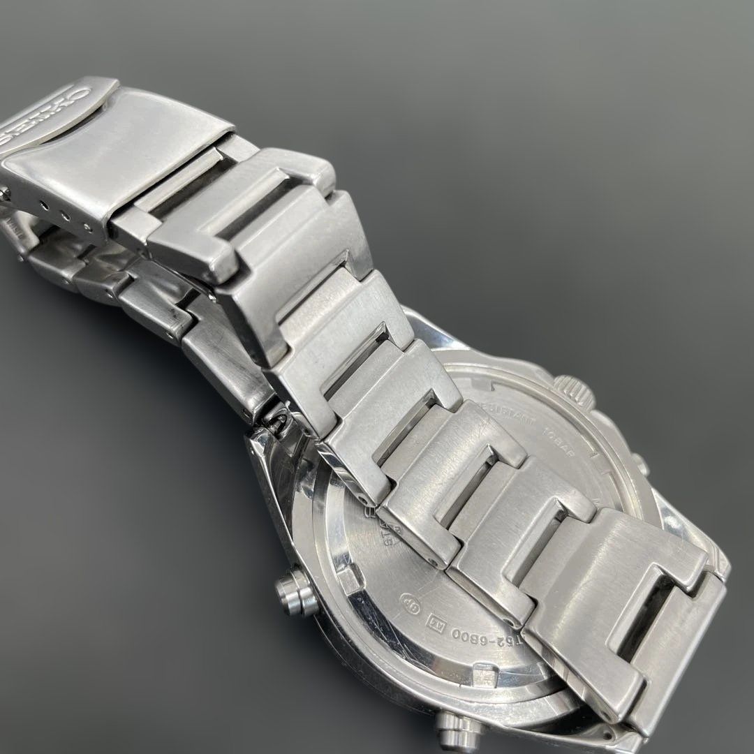 動作OK】SEIKO SUS 1/100クロノグラフ 7T52-6B00 青ブルー文字盤 QZ