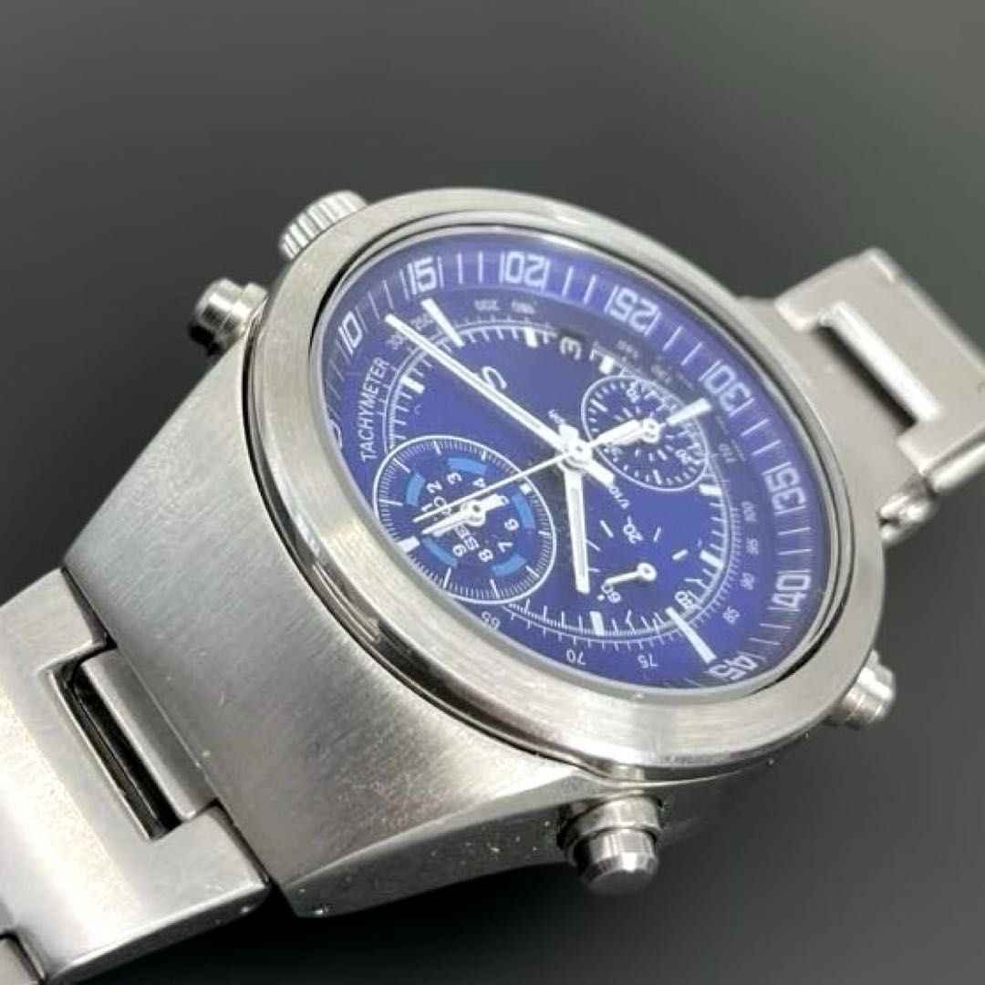 動作OK】SEIKO SUS 1/100クロノグラフ 7T52-6B00 青ブルー文字盤 QZ