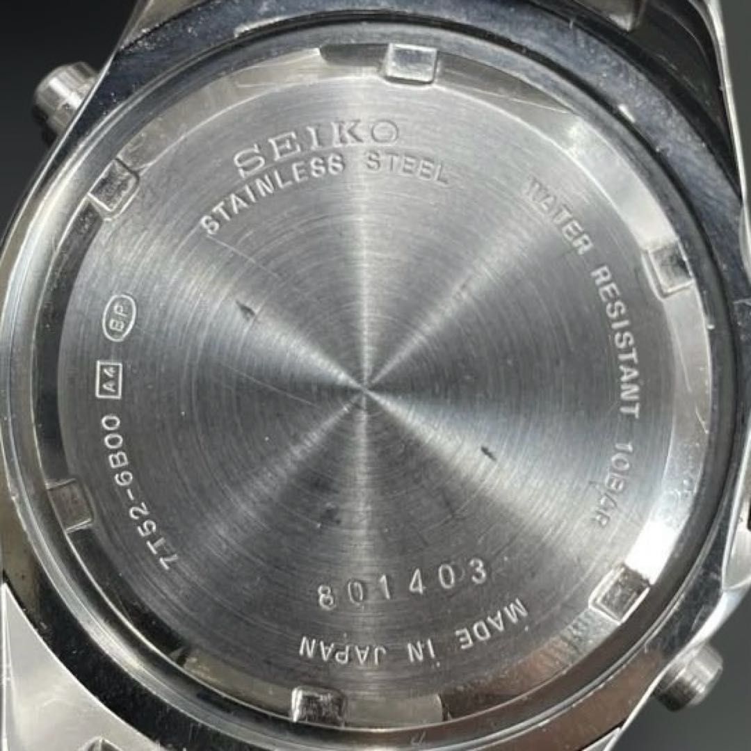 動作OK】SEIKO SUS 1/100クロノグラフ 7T52-6B00 青ブルー文字盤 QZ
