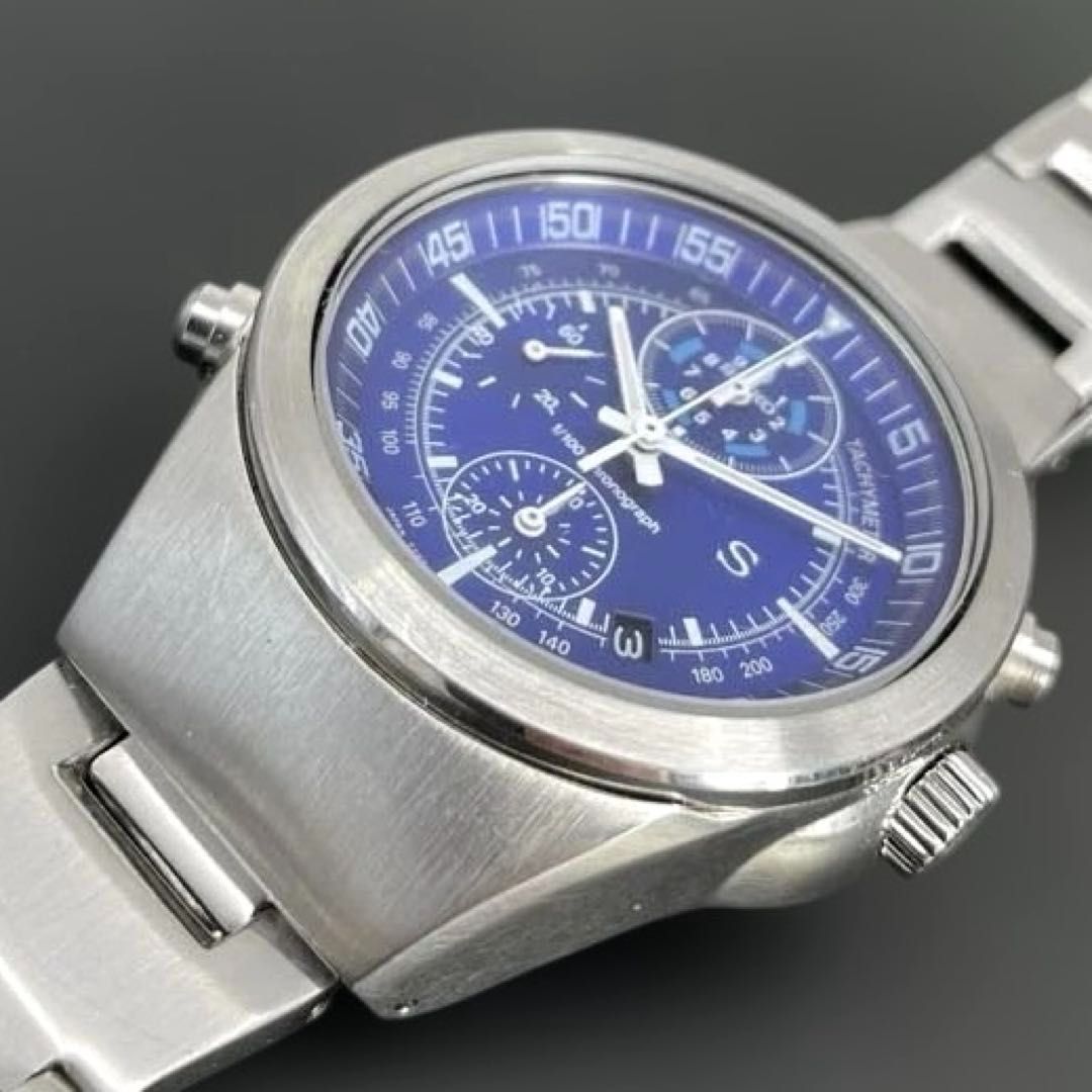 腕時計 SEIKO SUS セイコー サス 7T52 1/100クロノグラフ 動作OK】SEIKO SUS 1/100クロノグラフ 7T52-6B00 青ブルー文字盤 QZ