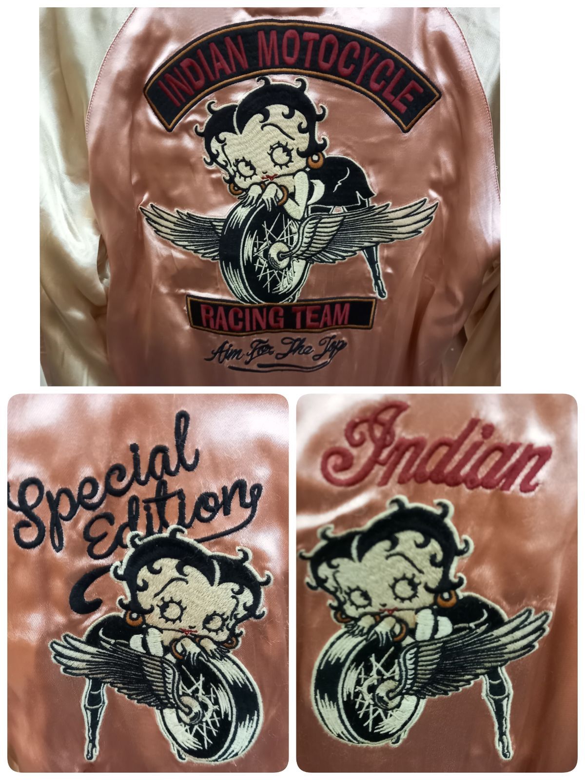 INDIAN MOTOCYCLE×Betty Boop リバーシブル スカジャン indian motocycle/betty boop(ベティーブープ） リバーシブル刺繍