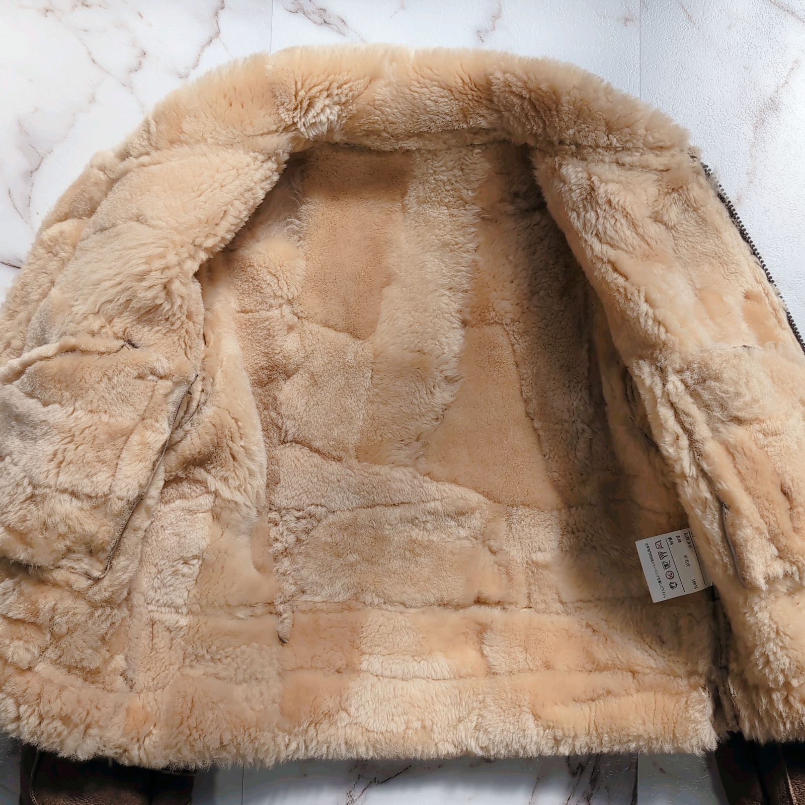 ムートンジャケット パッチワーク B-3 リアルムートン ツギハギ M