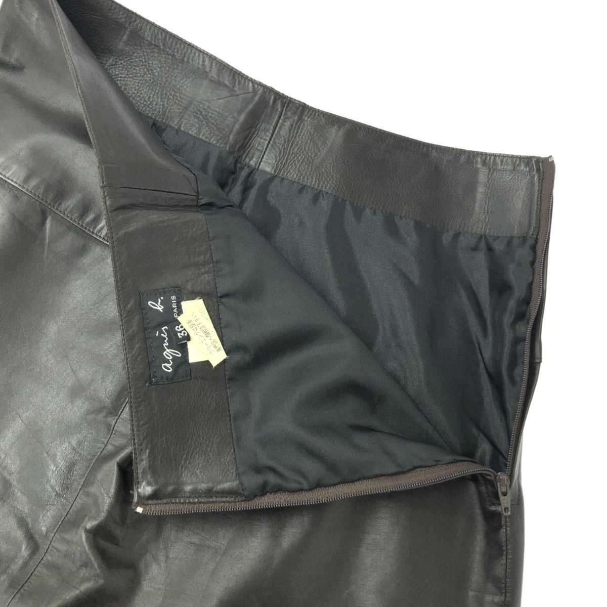 agnes b. アニエスベー レザースカート サイズ:36 フランス製 牛革  