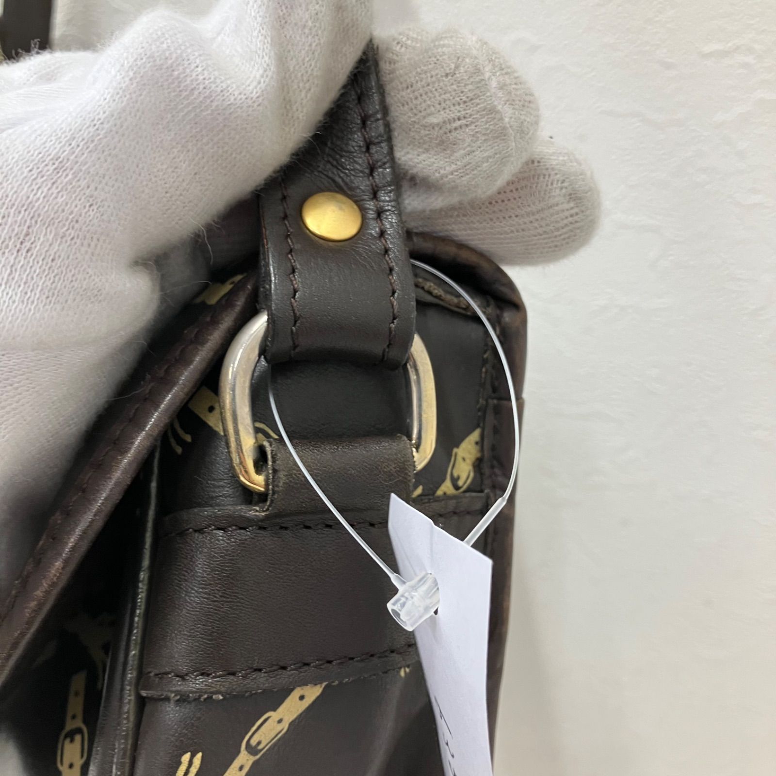 6354 LONGCHAMP ロンシャン ショルダーバッグ ブラウン 茶 レザー 馬 