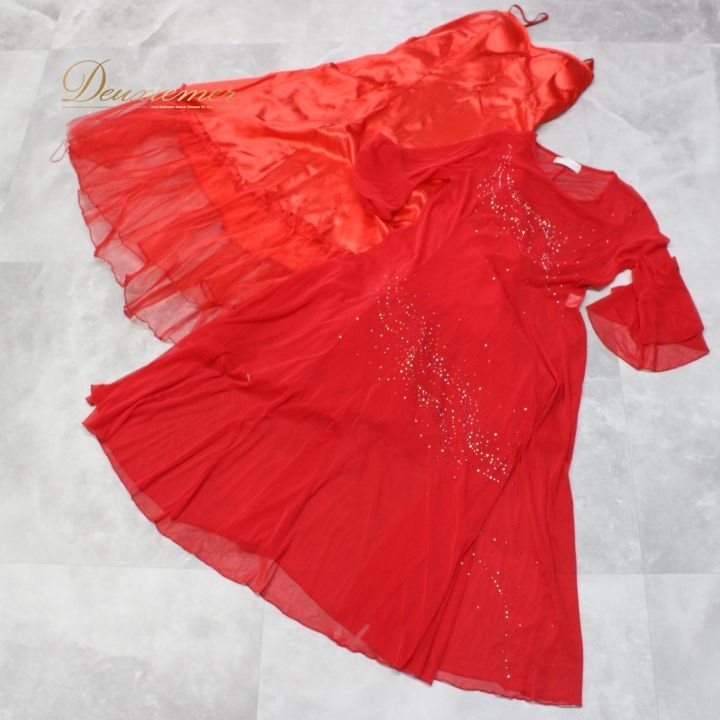 【美品 社交ダンス衣装】ブラック＆レッド prima boutique ドレス 美品 社交ダンス衣装】ブラック＆レッド prima boutique ドレス