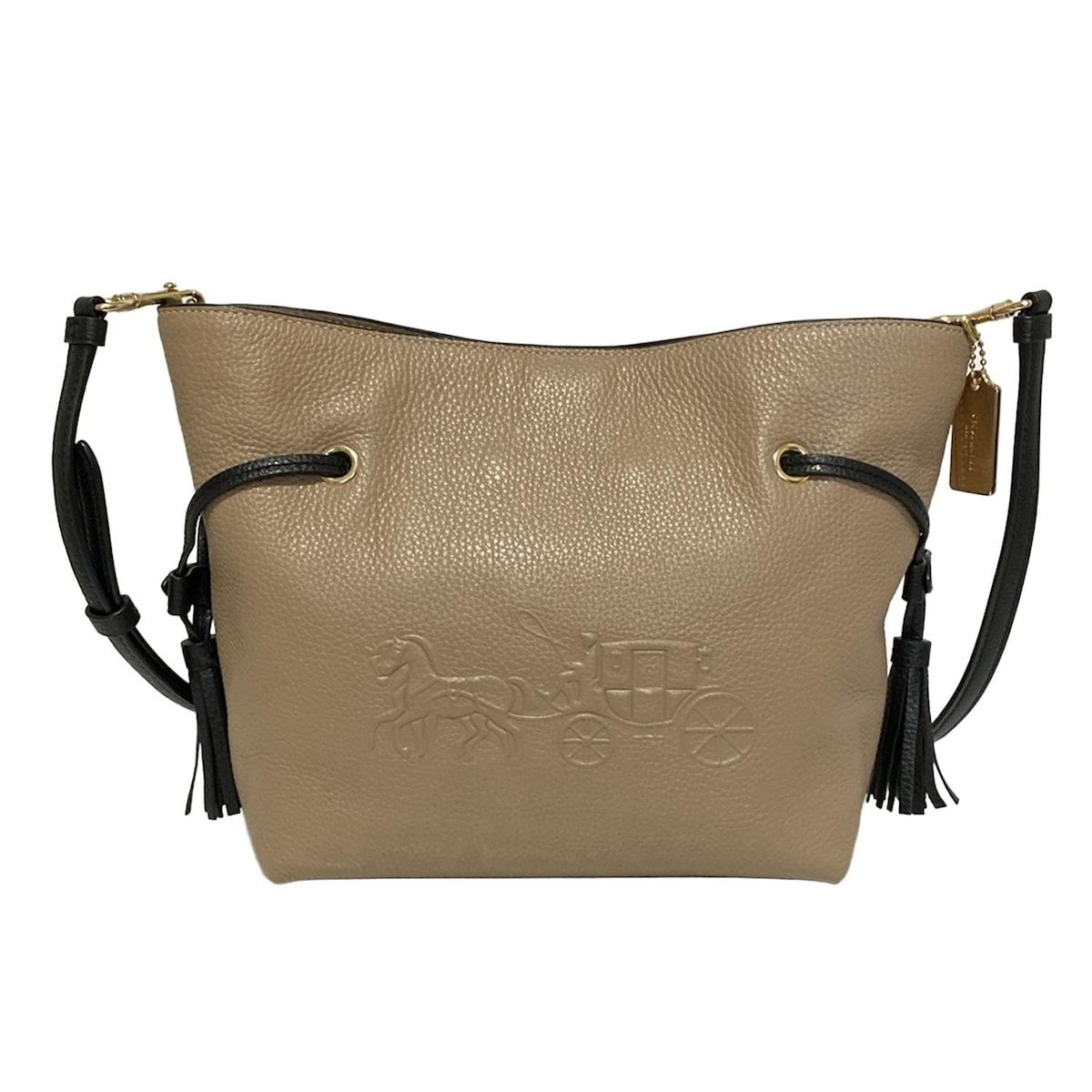 COACH(コーチ) ショルダーバッグ ホースアンドキャリッジ アンディ クロスボディ 2WAY CA164 ベージュ×黒 2way レザー