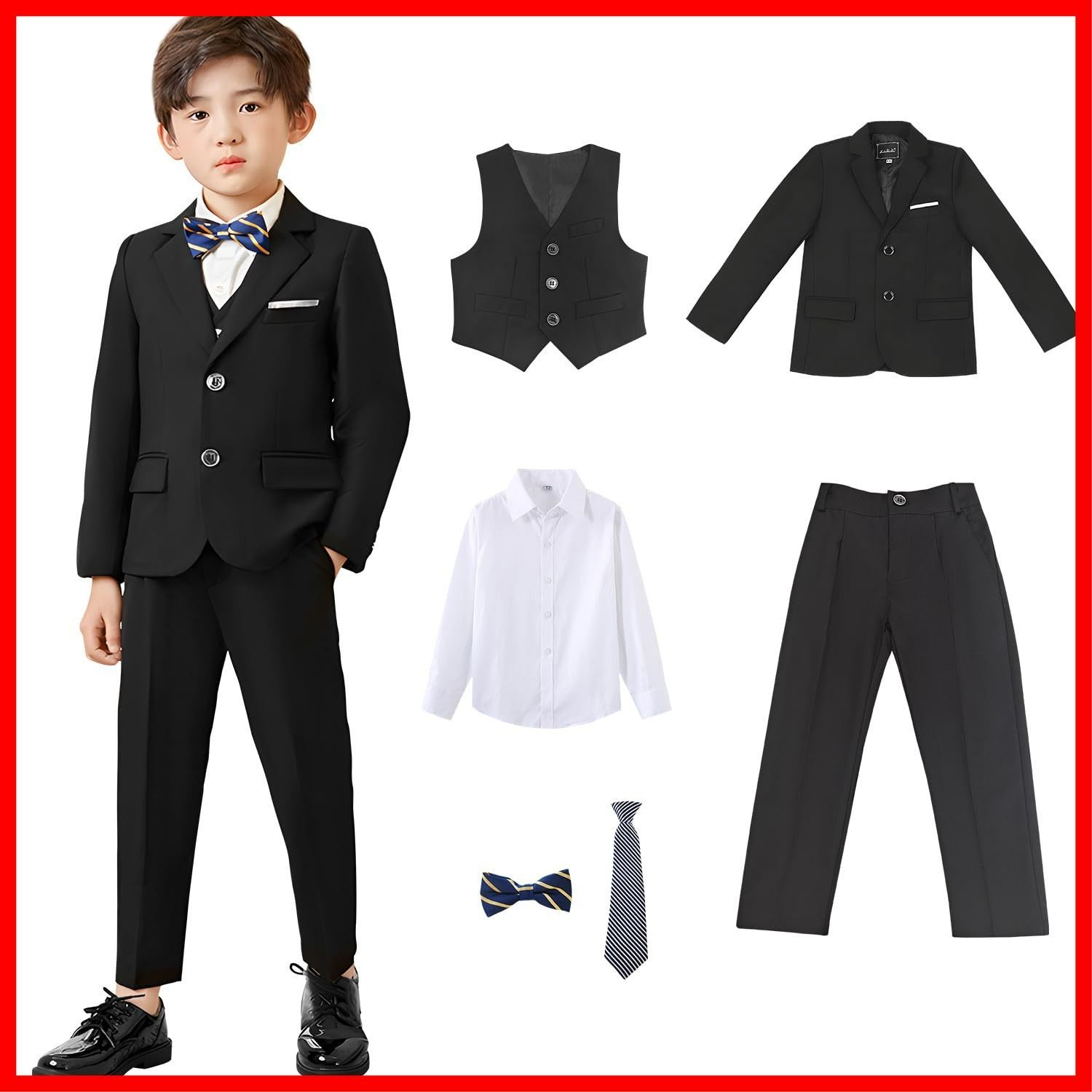 フォーマルスーツ キッズフォーマル 長袖 6点セットボーイズ 男の子