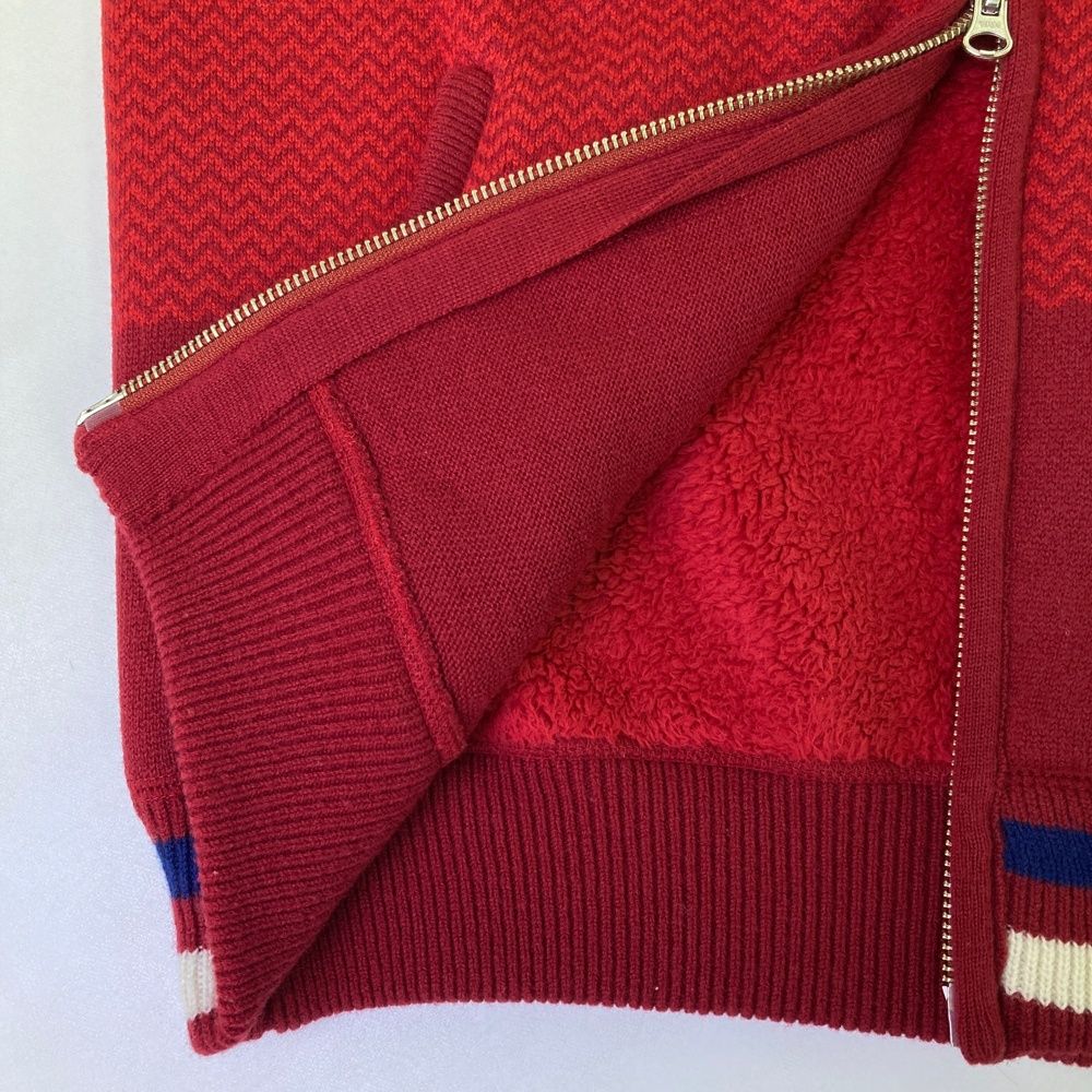 【PEARLY GATES/パーリーゲイツ】ニットブルゾン レッド サイズ：4 PEARLY GATES パーリーゲイツ 裏ボア 長袖ニットジャケット