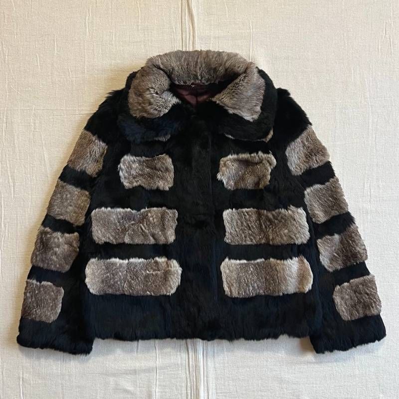 00s archive ファーコート ラビットファー 毛皮 フックボタン留め 襟