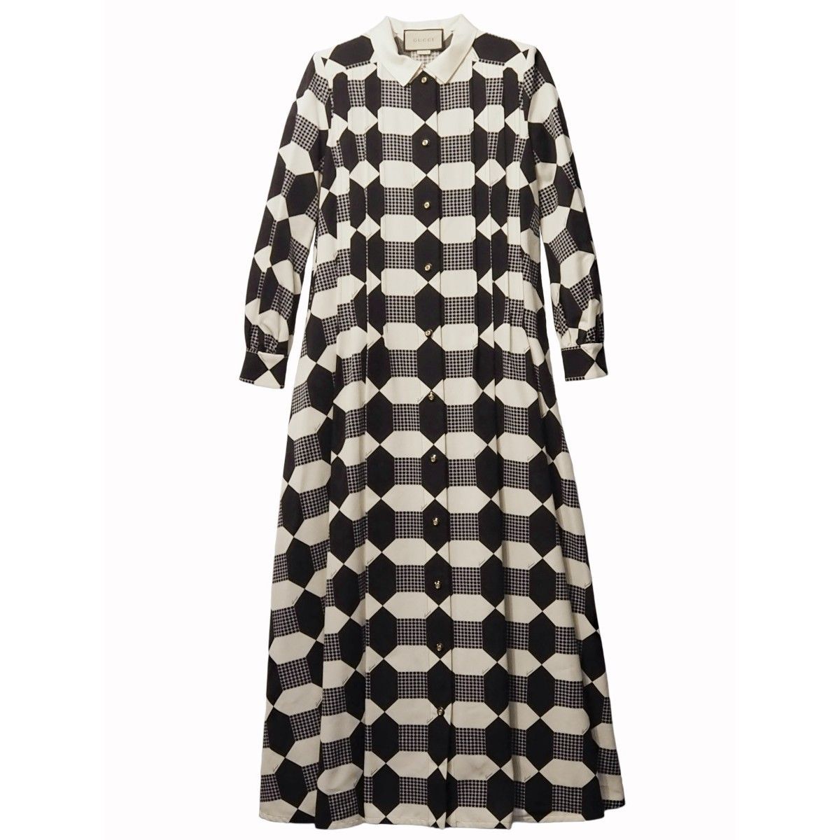 中古】GUCCI グッチ オプティカル ドレス シャツドレス ワンピース