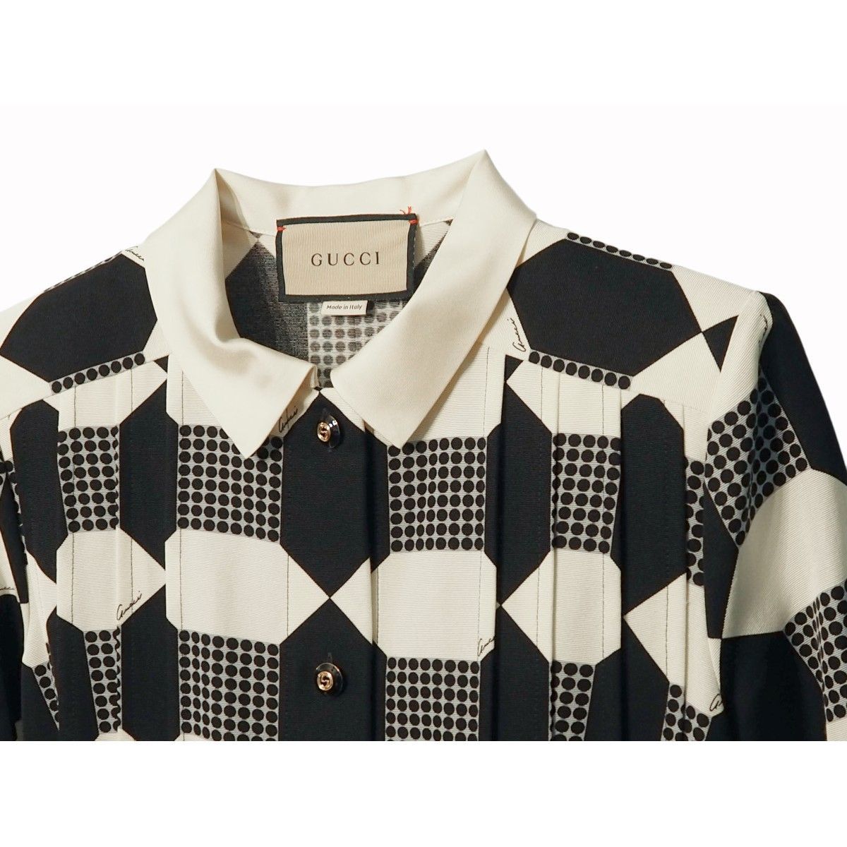 中古】GUCCI グッチ オプティカル ドレス シャツドレス ワンピース