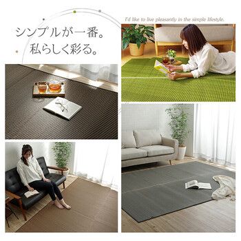 ラグ い草 約191×191cm 国産 純国産 日本製 シンプル 無地風 抗菌防臭 自然素材 ウレタン Fソリッド
