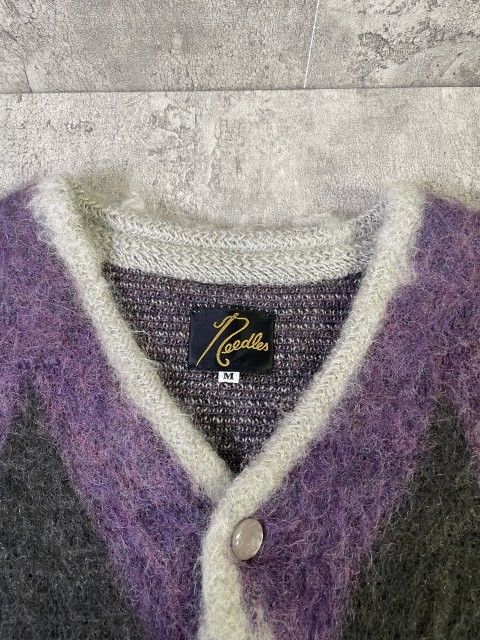 ニードルス　needles モヘア　モヘヤカーディガン　ダイヤモンド柄アーガイル NEEDLES ニードルズ モヘアカーディガン ダイヤ柄 アーガイル