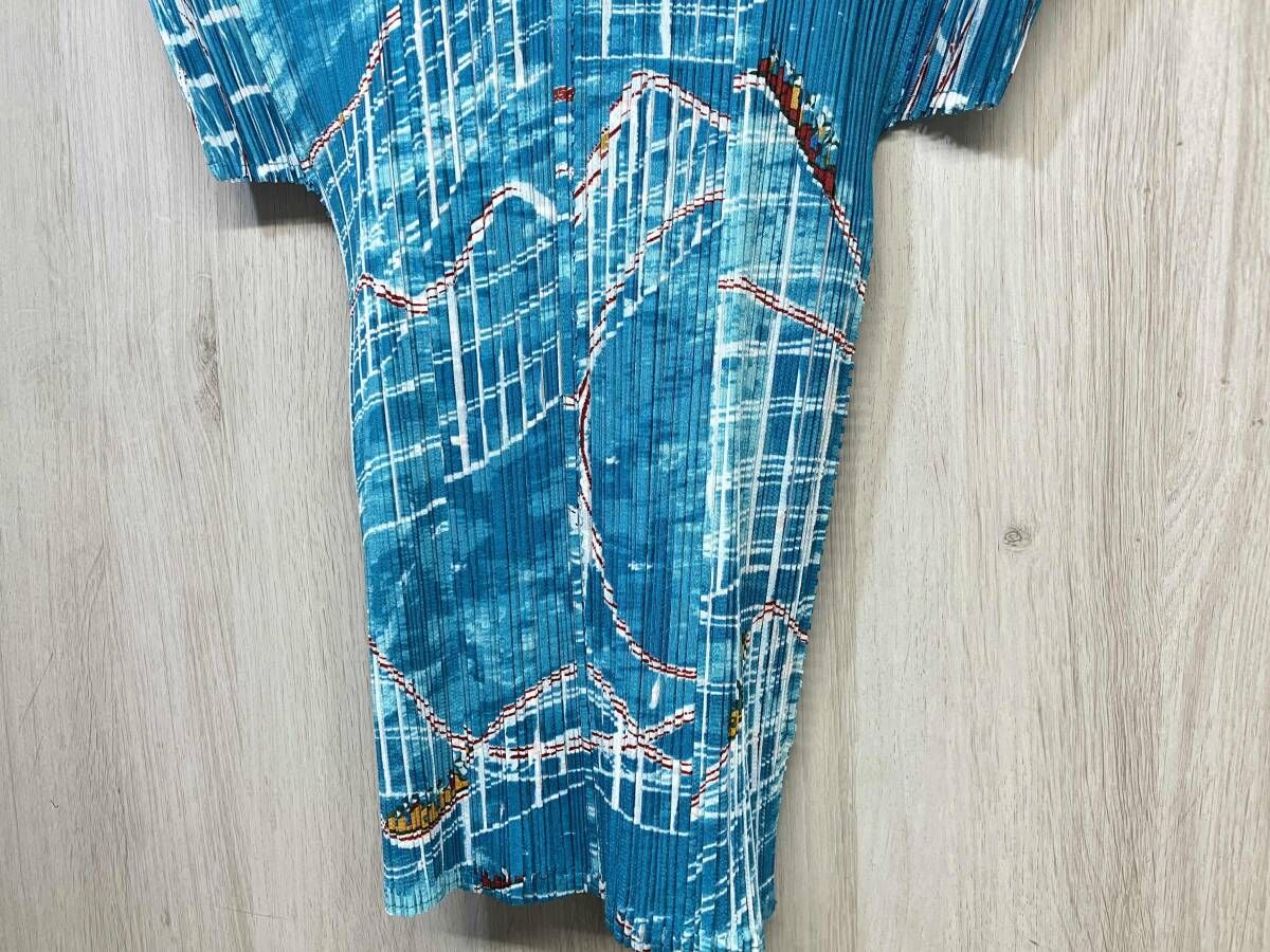 【ジェットコースター柄】【3】PLEATS PLEASE シャツ ブラウス PLEATS PLEASE ISSEY MIYAKE ジェットコースター 柄 半袖 シャツ