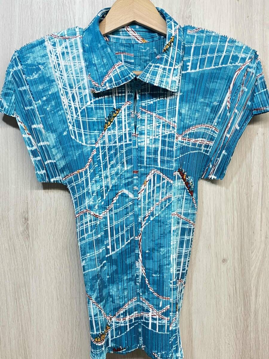 PLEATS PLEASE ISSEY MIYAKE ジェットコースター 柄 半袖 シャツ