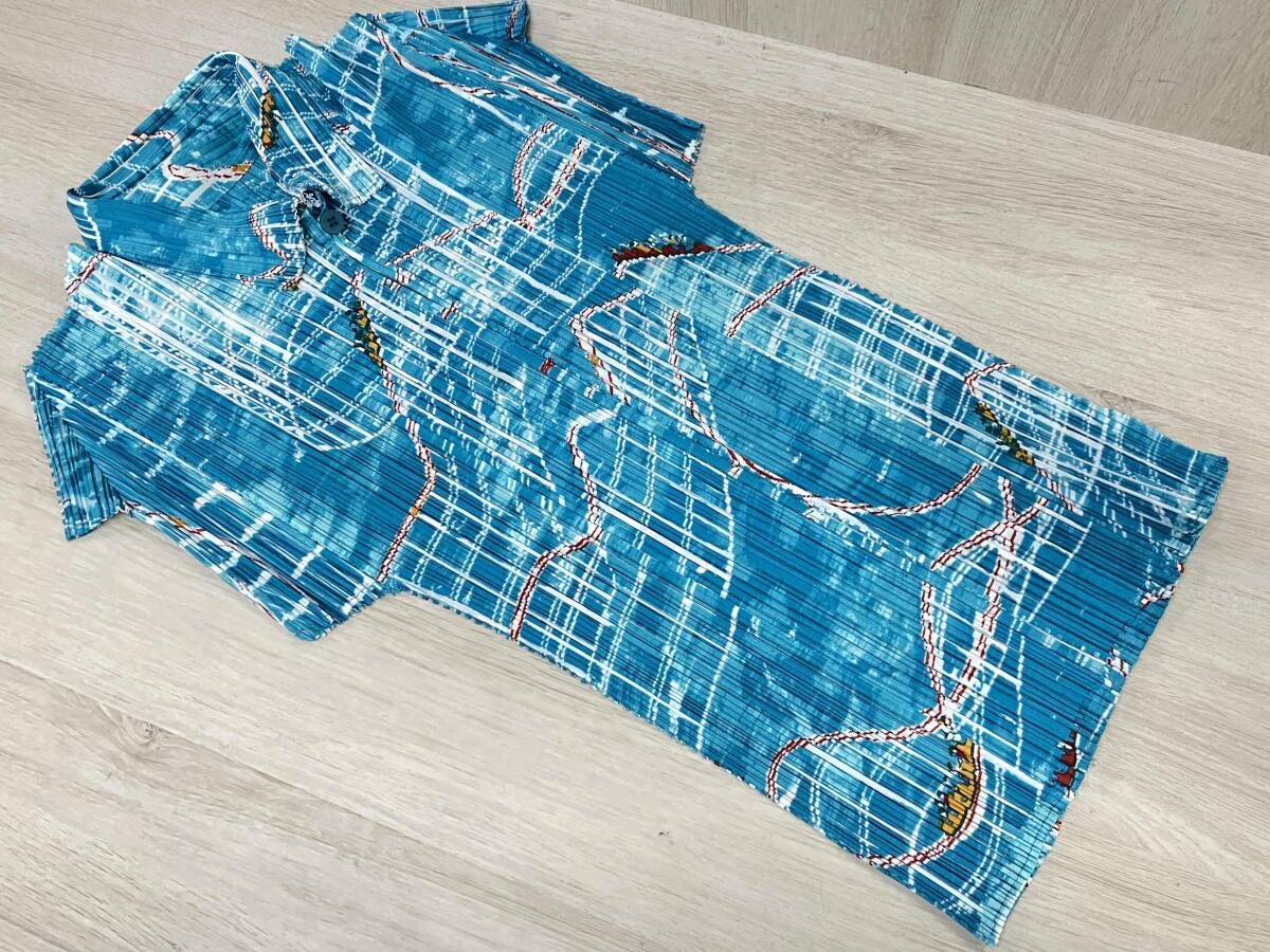 PLEATS PLEASE ISSEY MIYAKE ジェットコースター 柄 半袖 シャツ