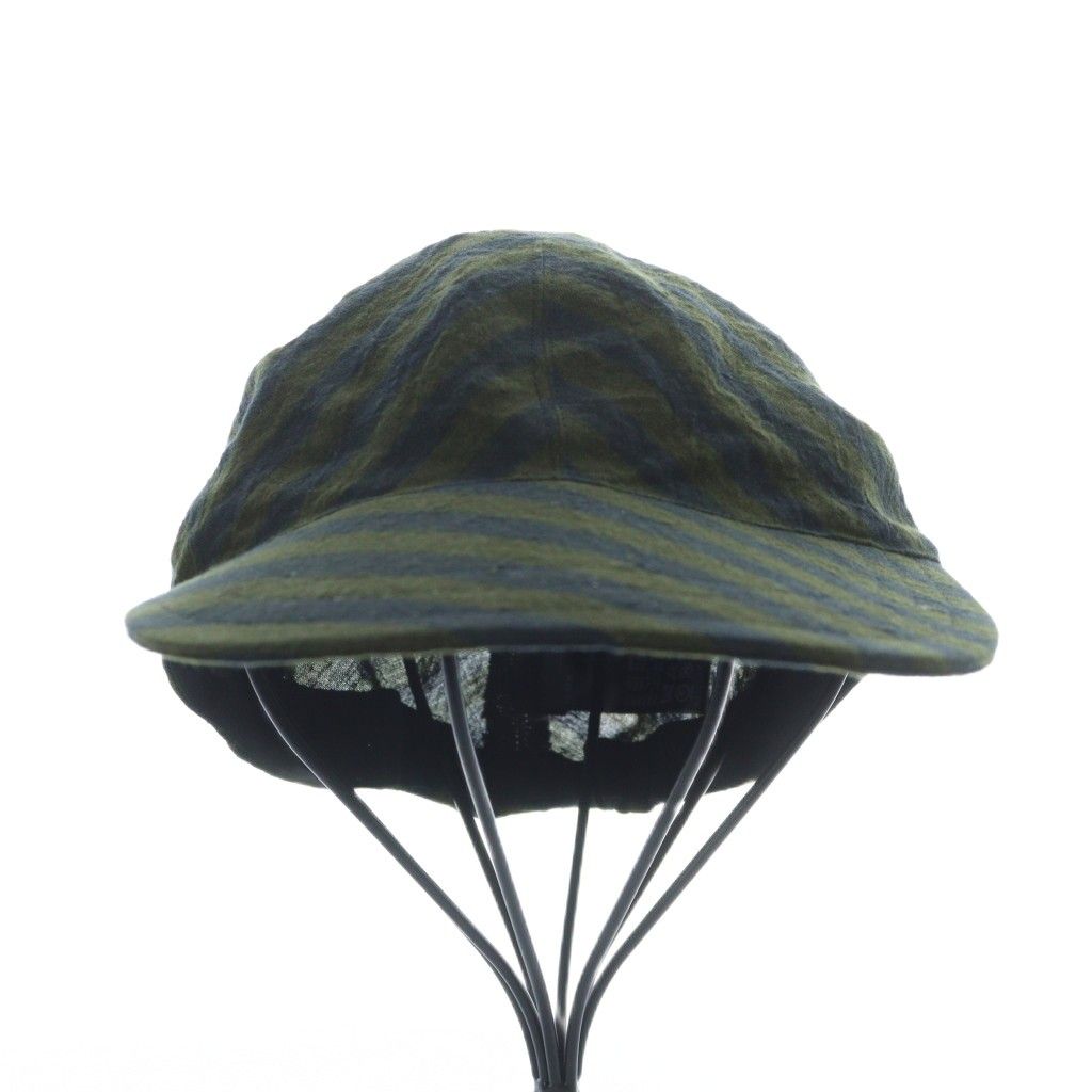 ミュールバウアー MUHLBAUER キャップ 帽子 麻 リネン ボーダー柄 緑
