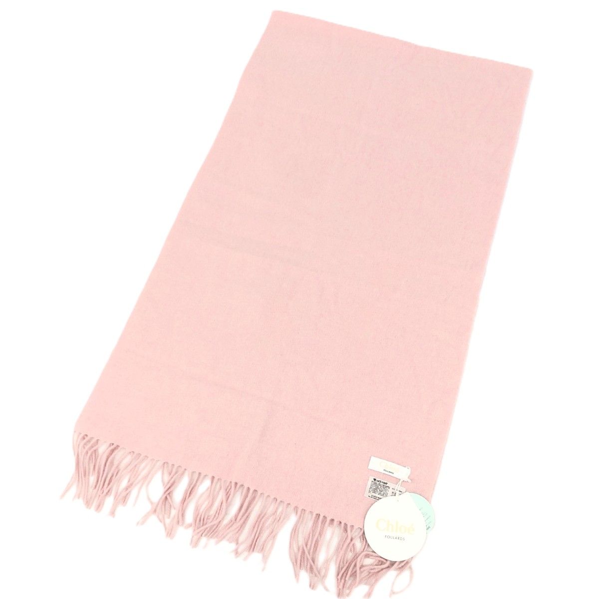 Chloe クロエ ストール 洗えるカシミヤ/フリンジ カシミヤ100％ ピンク