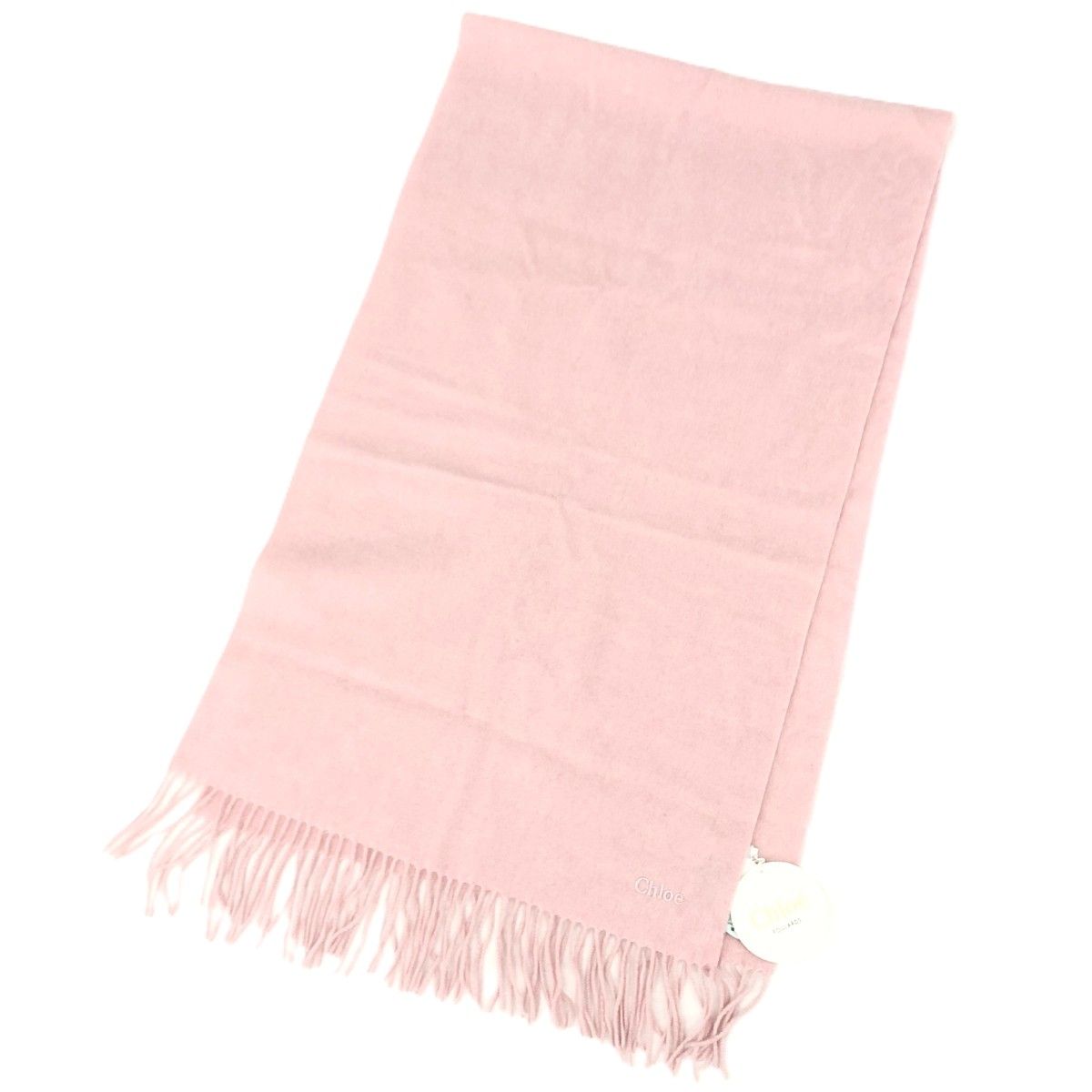 Chloe クロエ ストール 洗えるカシミヤ/フリンジ カシミヤ100％ ピンク