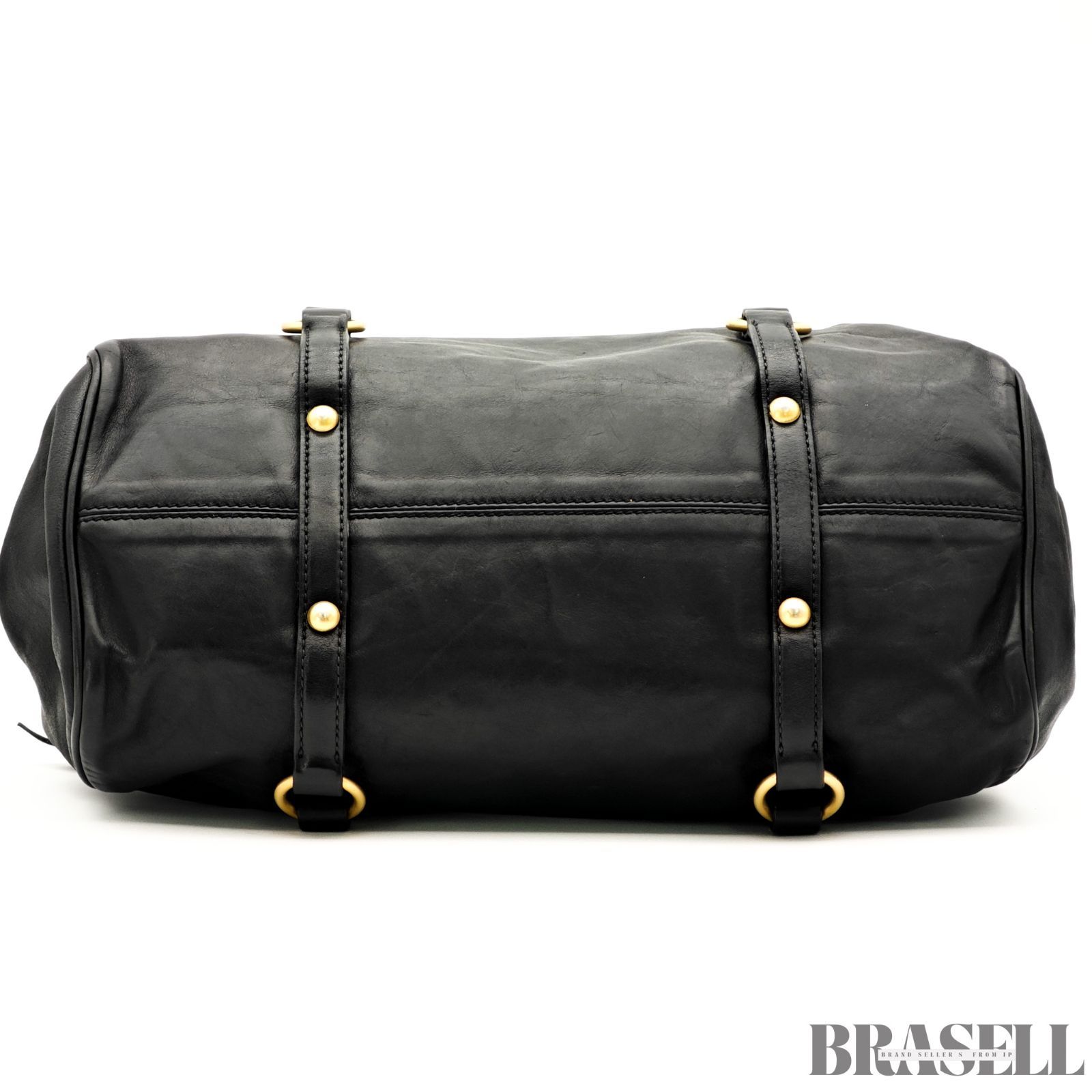 ミュウミュウ ハンドバッグ ショルダーバッグ ブラック レザー ストラップ付き ミュウミュウレザーバッグ黒