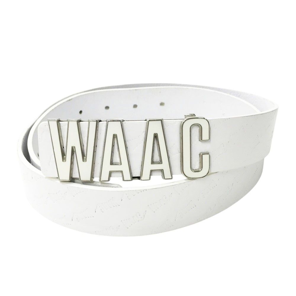 WAAC】ゴルフ ロゴバックルベルト 美品 ワック ベルト 黒 ロゴバックル