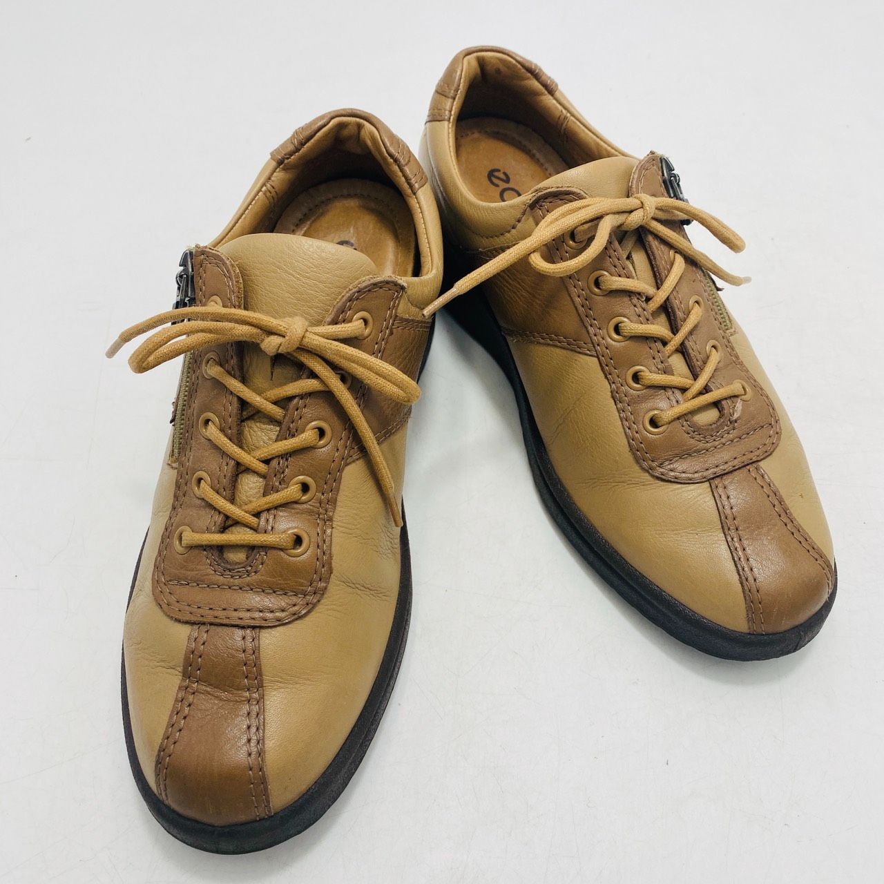 エコー ecco コンフォートシューズ 23.0cm EEE レザー ベージュ 茶色 