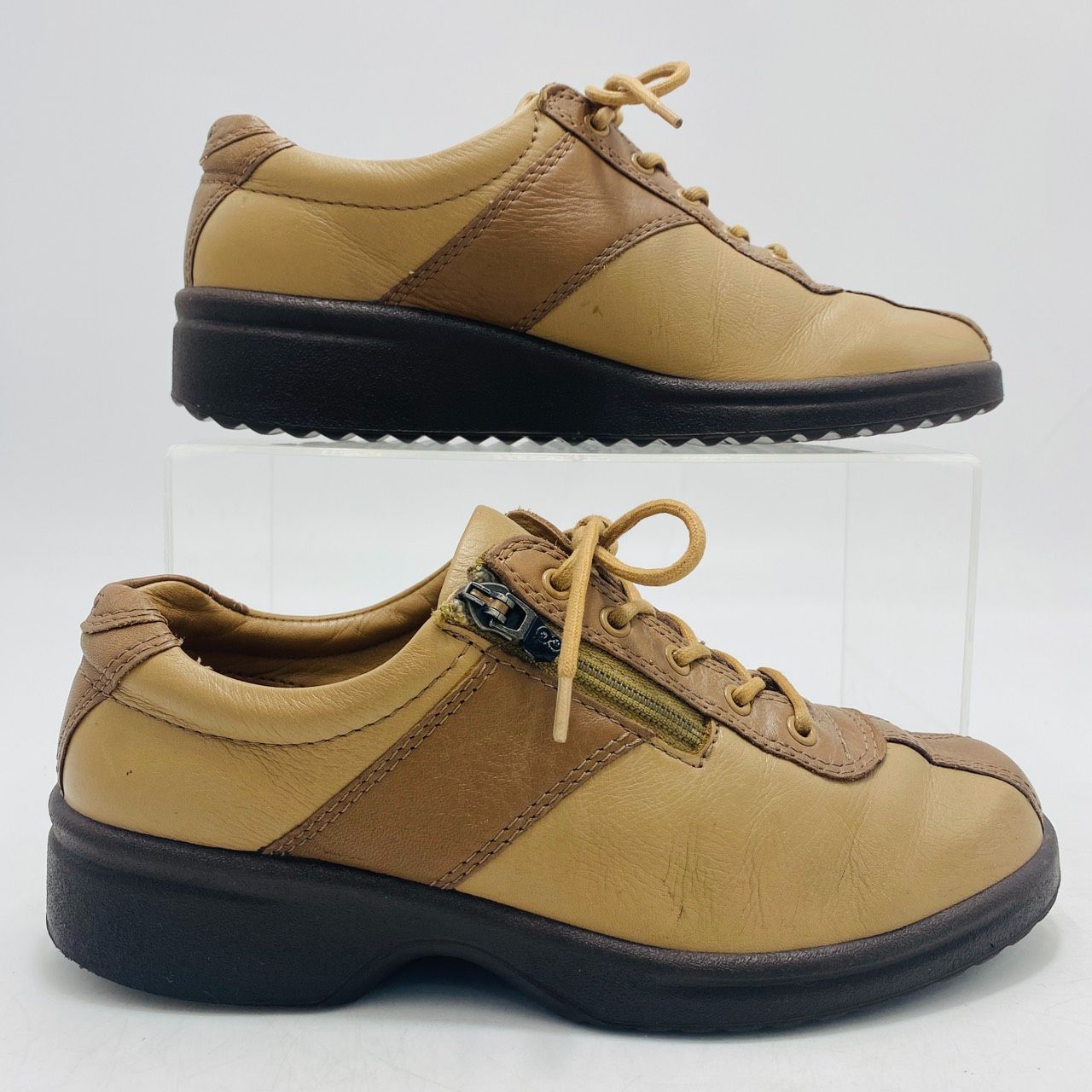 エコー ecco コンフォートシューズ 23.0cm EEE レザー ベージュ 茶色 