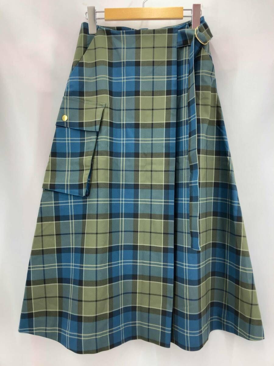 ★ BARBOUR バブアー スカート チェック柄 LSK0133 wilma maxi skirt サイズS ブルー×グレー 通年