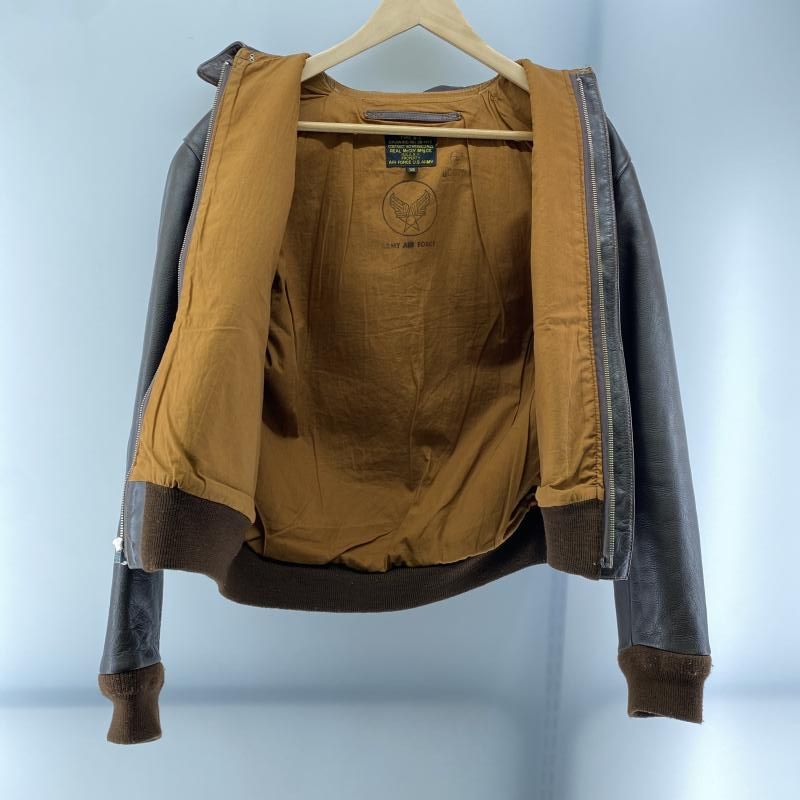 中古】REAL McCOYS TYPE A-2 レザー フライトジャケット ブラウン