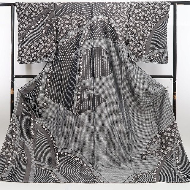  ❁tomihisa❁ 着物 正絹 糸を紡いで華と為す洒落味を召しませ心ゆくまで 仕付け糸付 トールサイズ お召訪問着 7162 訪問着 付け下げ 着物