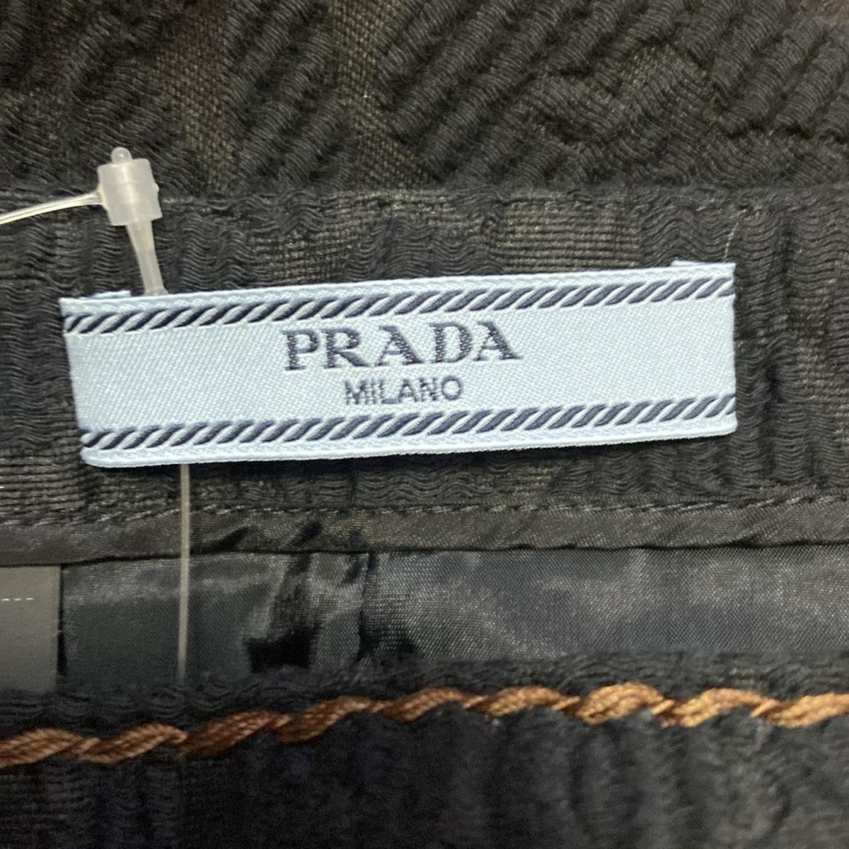 PRADA(プラダ) スカート サイズ40 M レディース - 黒×ブラウン ひざ丈