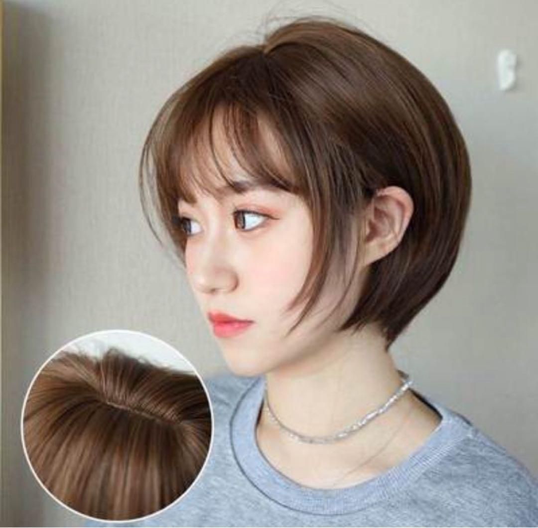 W45△25 ウィッグ ショートヘア ストレート ボブ ダークブラウン 耐熱
