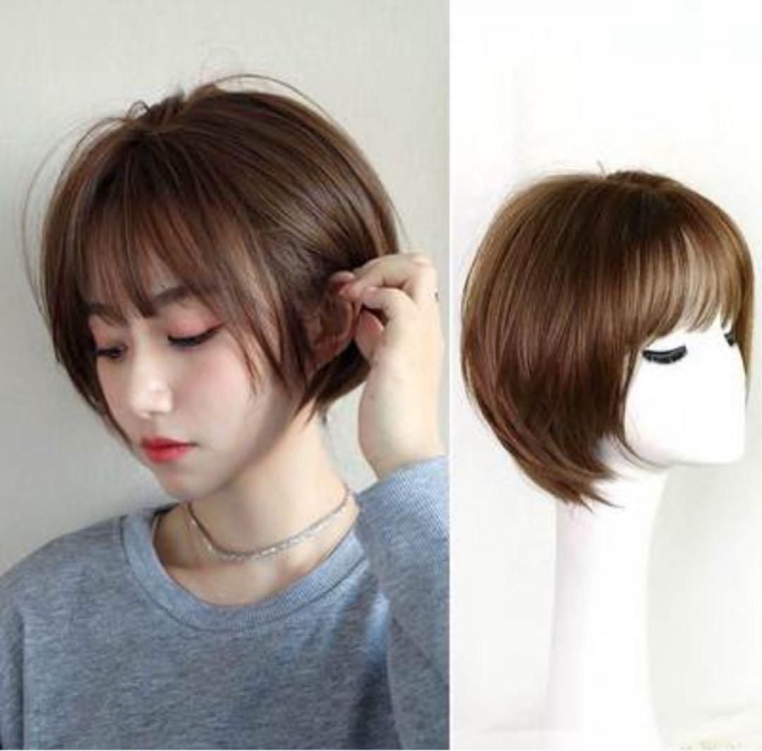 W45△25 ウィッグ ショートヘア ストレート ボブ ダークブラウン 耐熱