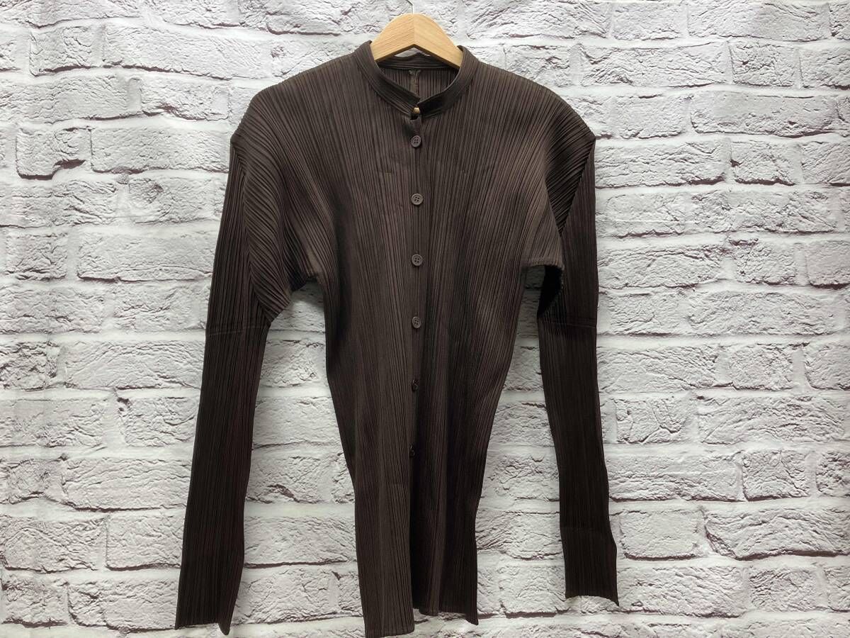 PLEATS PLEASE PP84-JD192 長袖シャツ ブラウス ブラウン 表示サイズ4