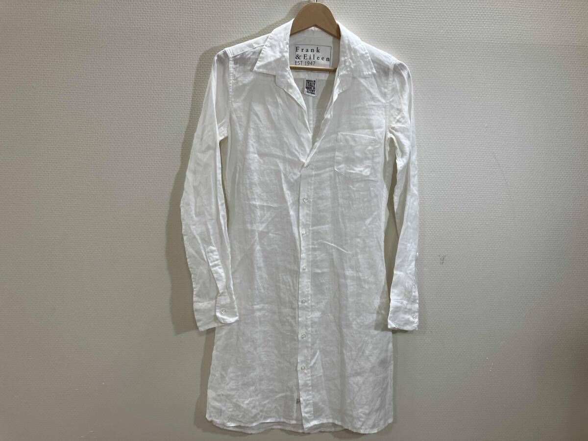 Frank&eileen 長袖ロングシャツ リネンロングシャツ リネンシャツ 白