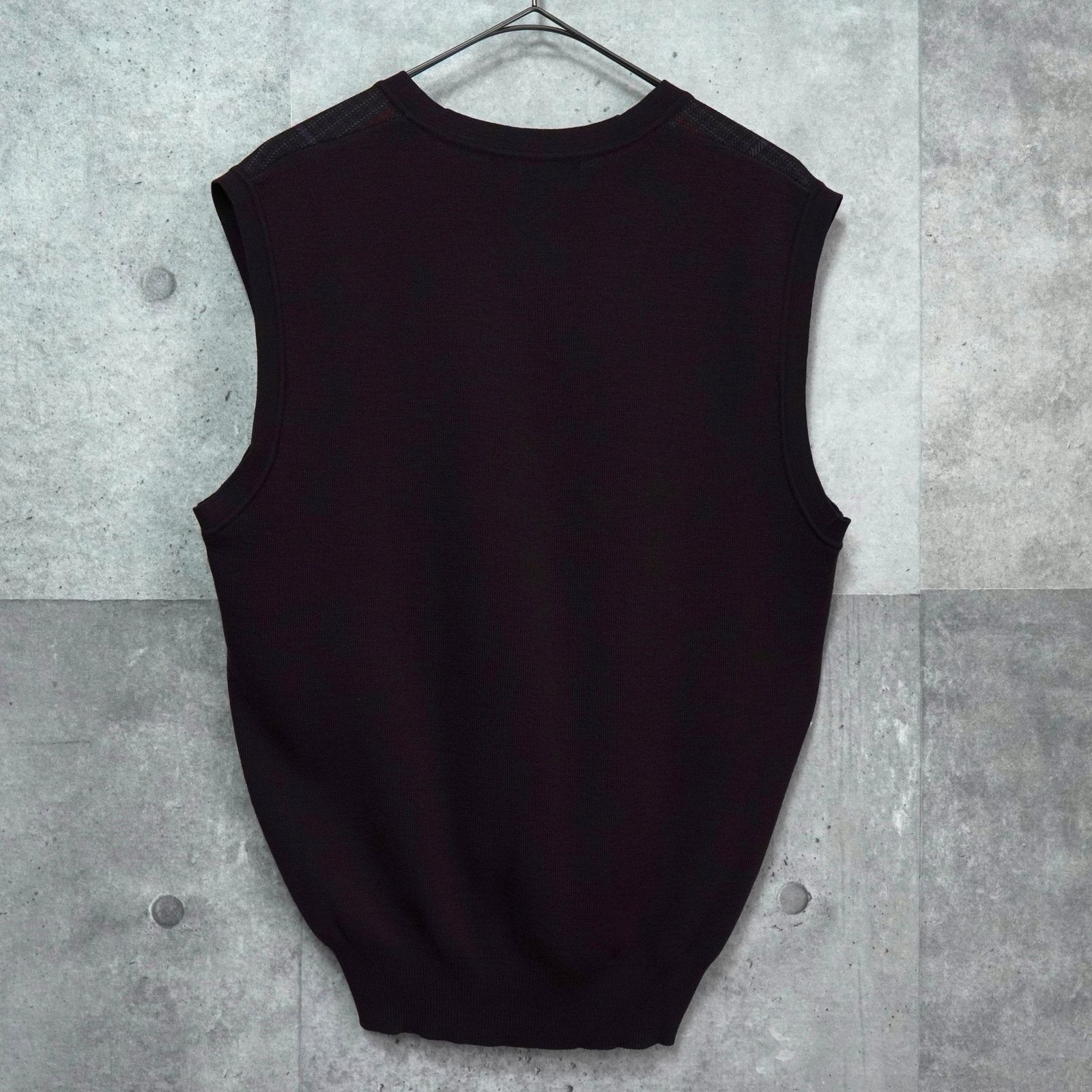 イヴ サンローラン ヴィンテージ YSLロゴ Vネック チェック柄 ニット