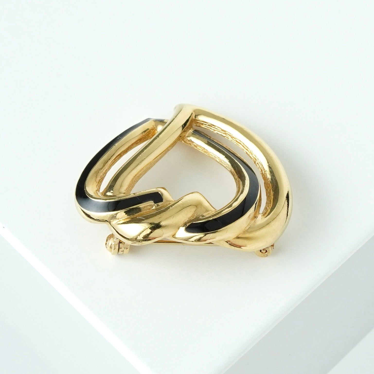 クリスチャン ディオール ハート ブローチ GP ゴールド / ブラック