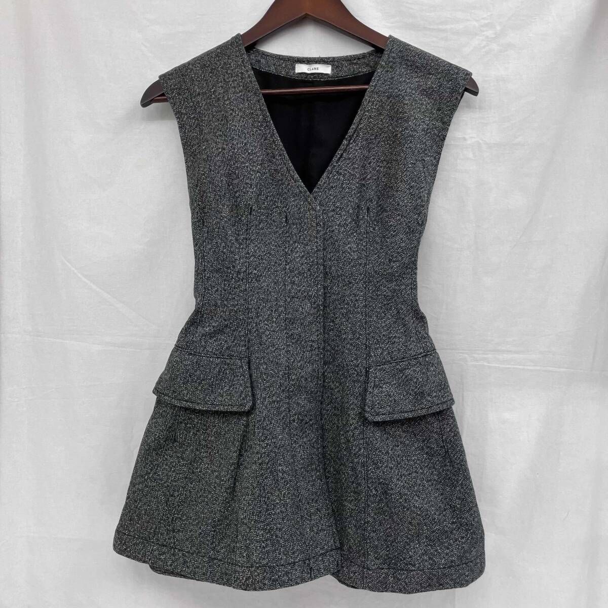 CLANE ／クラネ／PANNIER LINE DENIM BUSTIER／グレー ベスト／13108