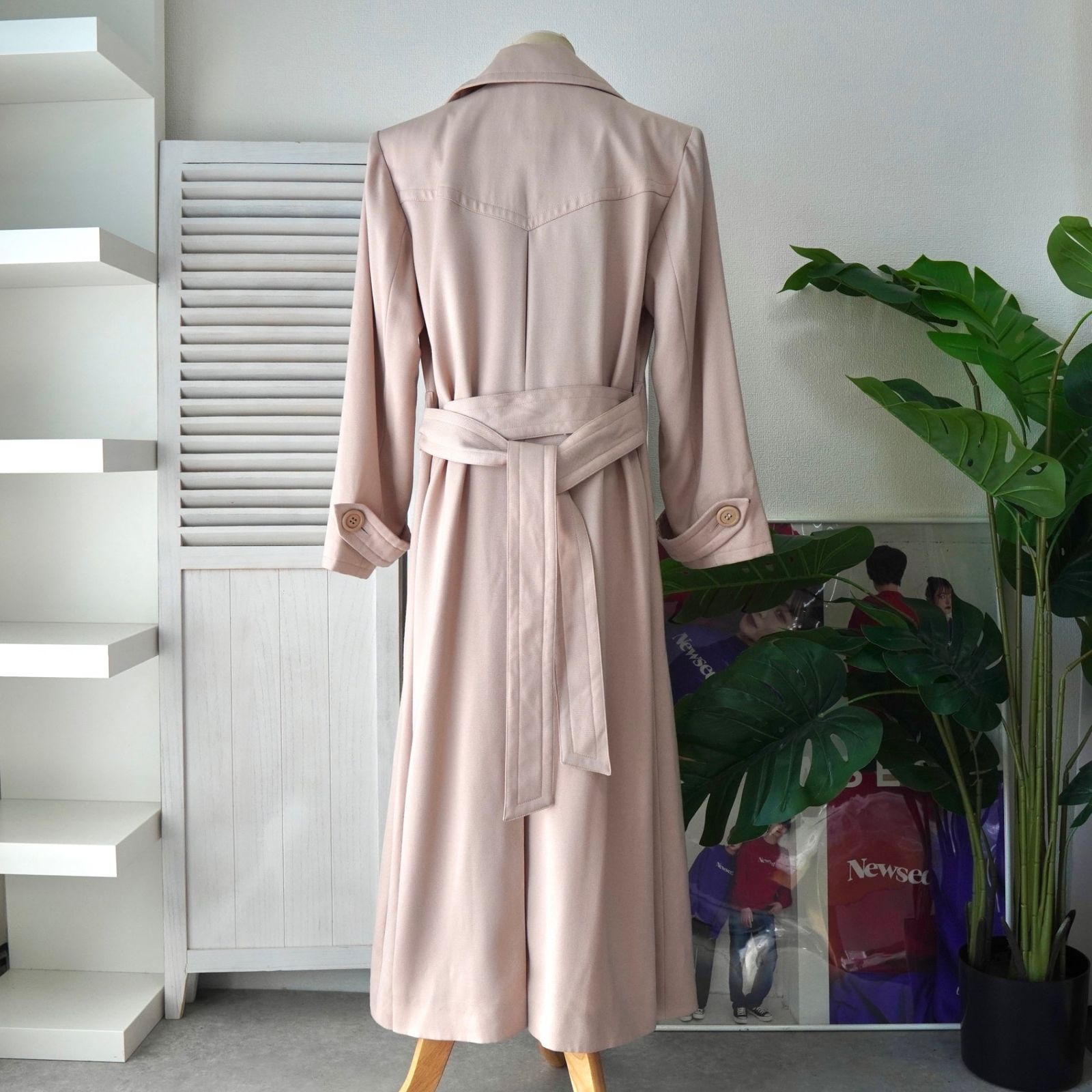 イヴサンローラン ロング丈 トレンチコート ピンクベージュ コート