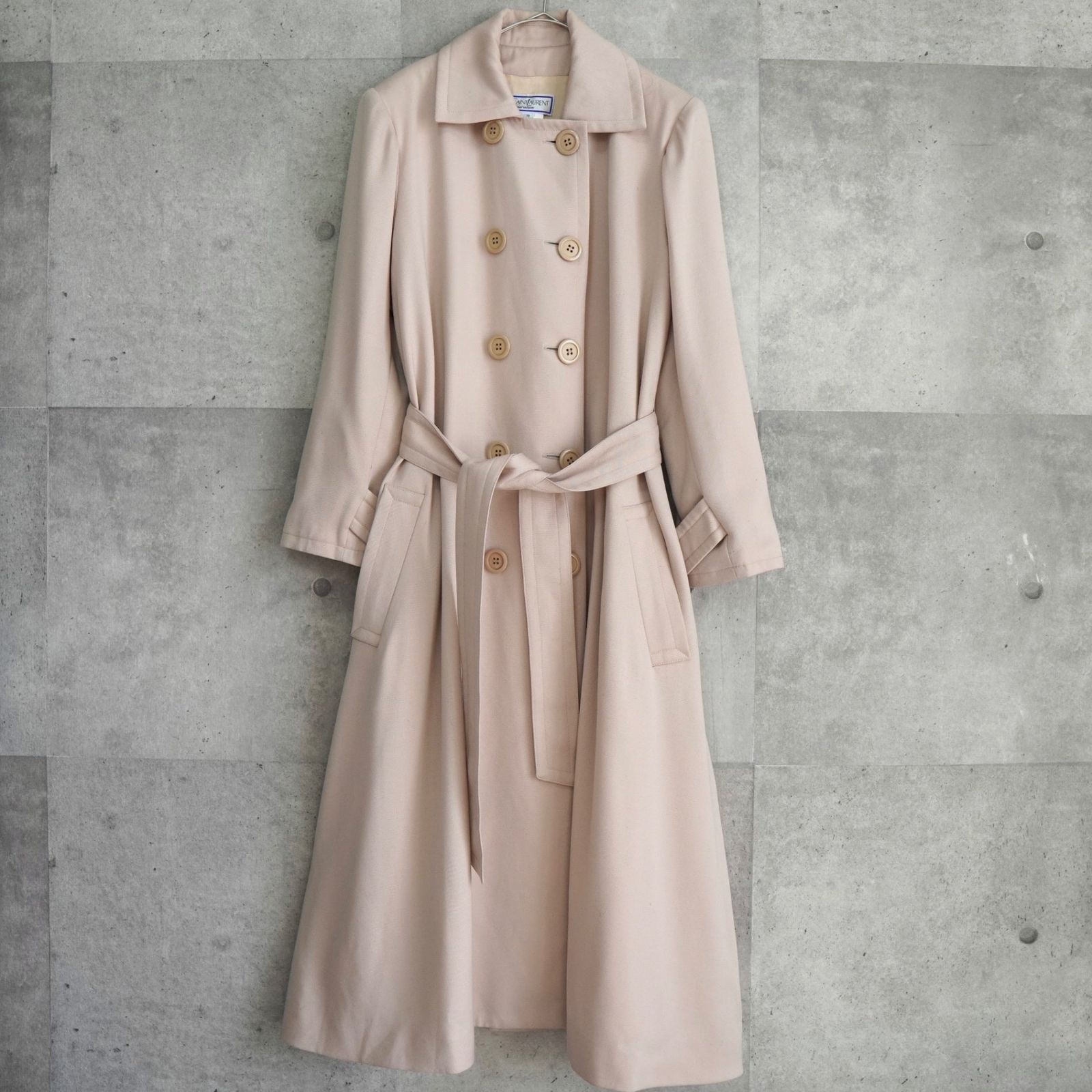 イヴサンローラン ロング丈 トレンチコート ピンクベージュ コート