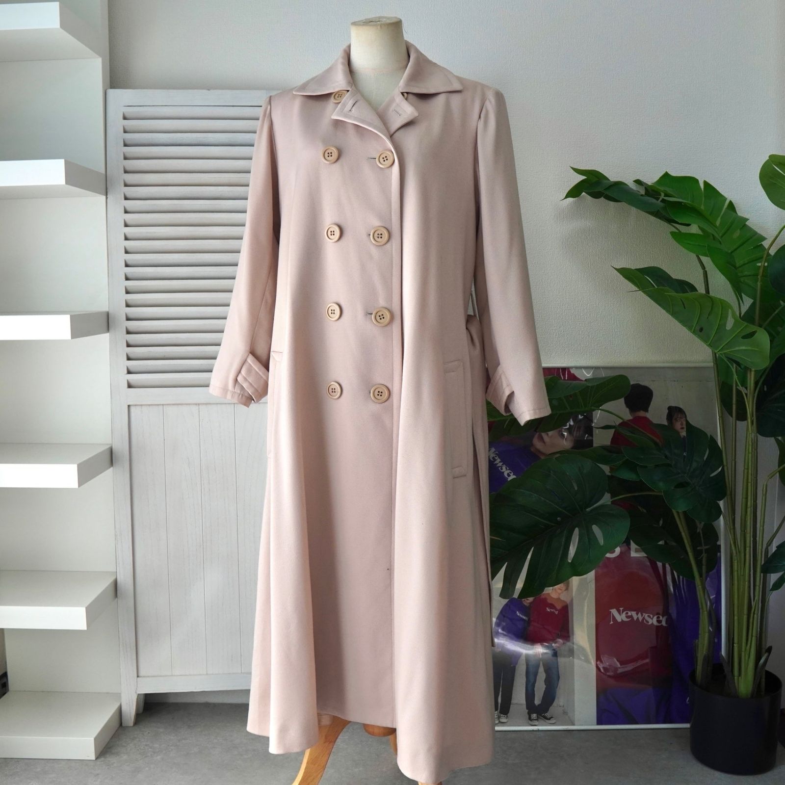 イヴサンローラン ロング丈 トレンチコート ピンクベージュ コート